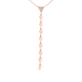 0.07ct 14k Rose Gold Diamond Heart Lariat Necklace